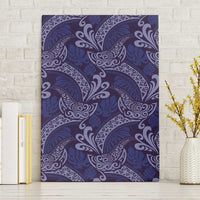 Deep Blue Monstera Canvas Wall Art Polynesian Tribal Pattern - Polynesian Pride