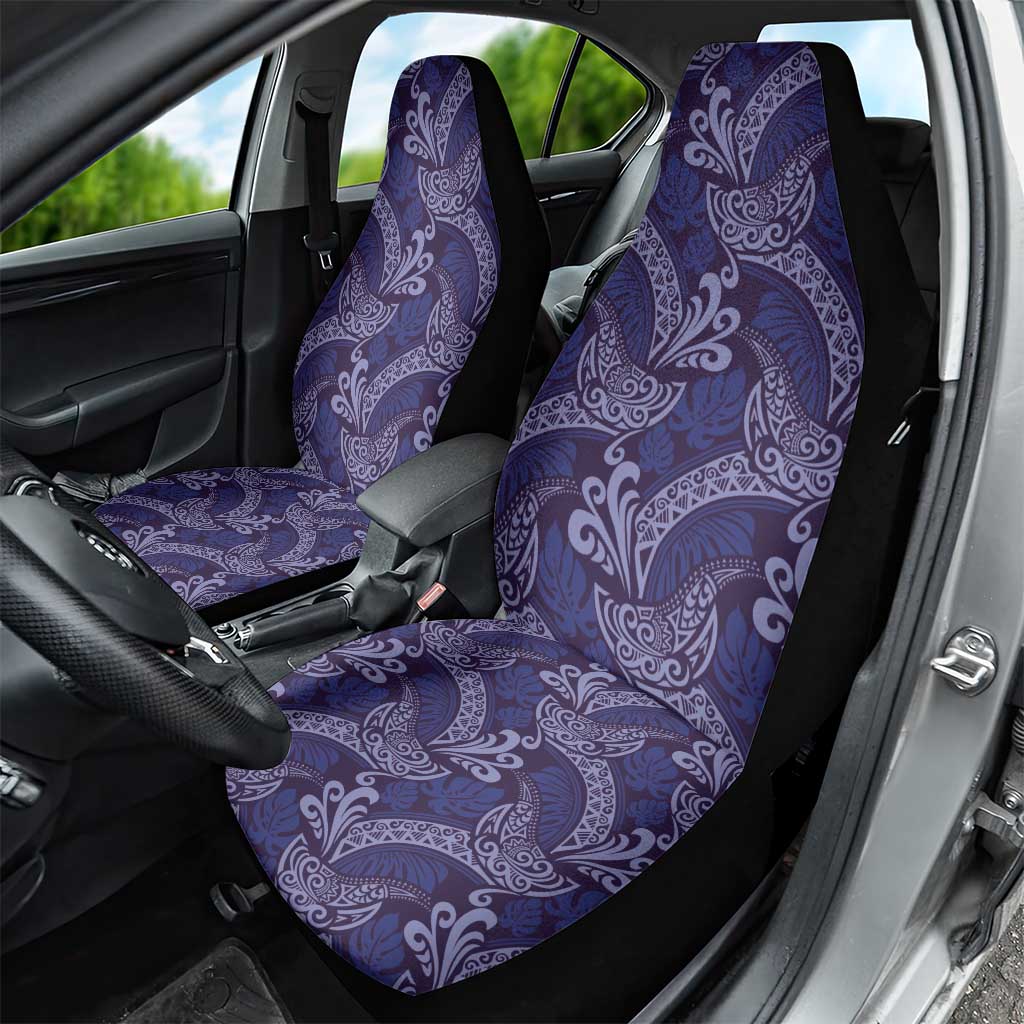 Deep Blue Monstera Car Seat Cover Polynesian Tribal Pattern - Polynesian Pride
