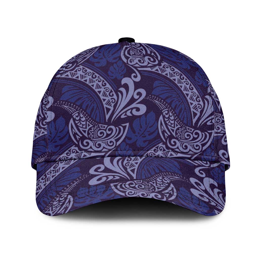 Deep Blue Monstera Classic Cap Polynesian Tribal Pattern - Polynesian Pride