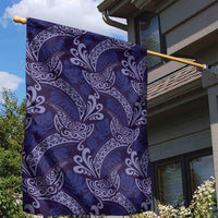 Deep Blue Monstera Garden Flag Polynesian Tribal Pattern - Polynesian Pride