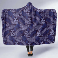 Deep Blue Monstera Hooded Blanket Polynesian Tribal Pattern - Polynesian Pride