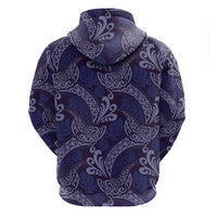 Deep Blue Monstera Hoodie Polynesian Tribal Pattern - Polynesian Pride