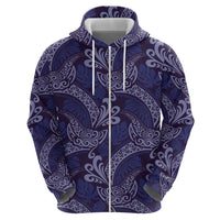 Deep Blue Monstera Hoodie Polynesian Tribal Pattern - Polynesian Pride