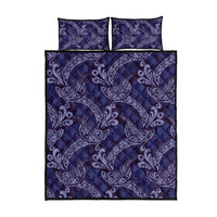 Deep Blue Monstera Quilt Bed Set Polynesian Tribal Pattern - Polynesian Pride