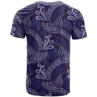 Deep Blue Monstera T Shirt Polynesian Tribal Pattern - Polynesian Pride