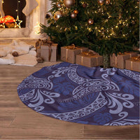 Deep Blue Monstera Tree Skirt Polynesian Tribal Pattern - Polynesian Pride