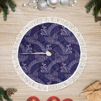 Deep Blue Monstera Tree Skirt Polynesian Tribal Pattern - Polynesian Pride