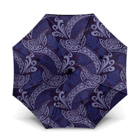 Deep Blue Monstera Umbrella Polynesian Tribal Pattern - Polynesian Pride