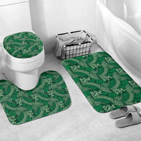 Forest Green Monstera Bathroom Set Polynesian Tribal Pattern - Polynesian Pride
