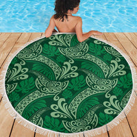 Forest Green Monstera Beach Blanket Polynesian Tribal Pattern - Polynesian Pride