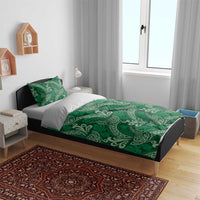 Forest Green Monstera Bedding Set Polynesian Tribal Pattern - Polynesian Pride