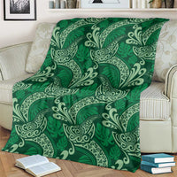 Forest Green Monstera Blanket Polynesian Tribal Pattern - Polynesian Pride