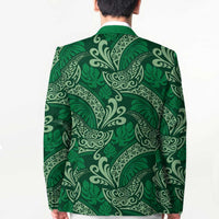 Forest Green Monstera Blazer Polynesian Tribal Pattern - Polynesian Pride