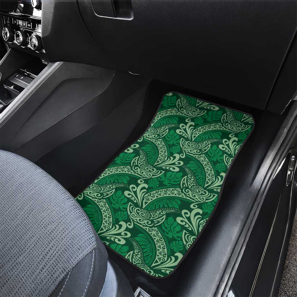 Forest Green Monstera Car Mats Polynesian Tribal Pattern - Polynesian Pride