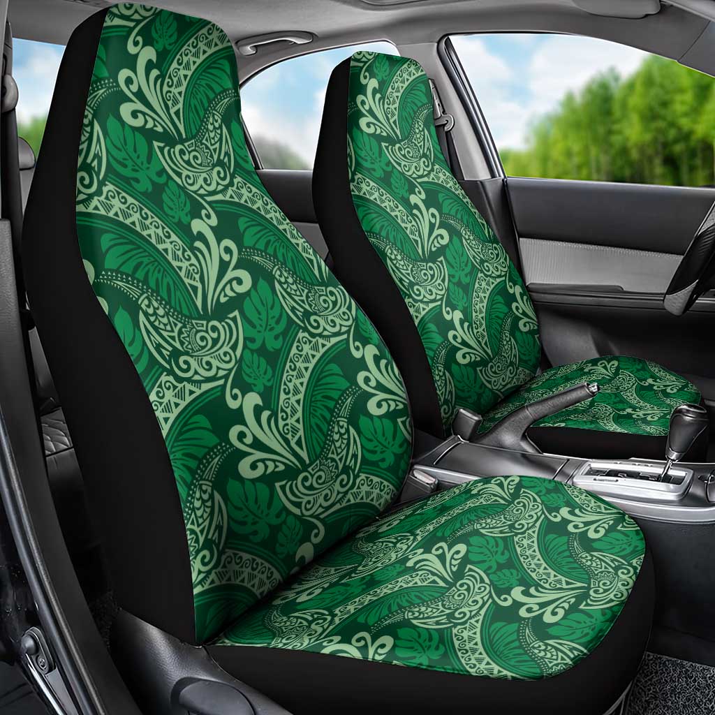 Forest Green Monstera Car Seat Cover Polynesian Tribal Pattern - Polynesian Pride