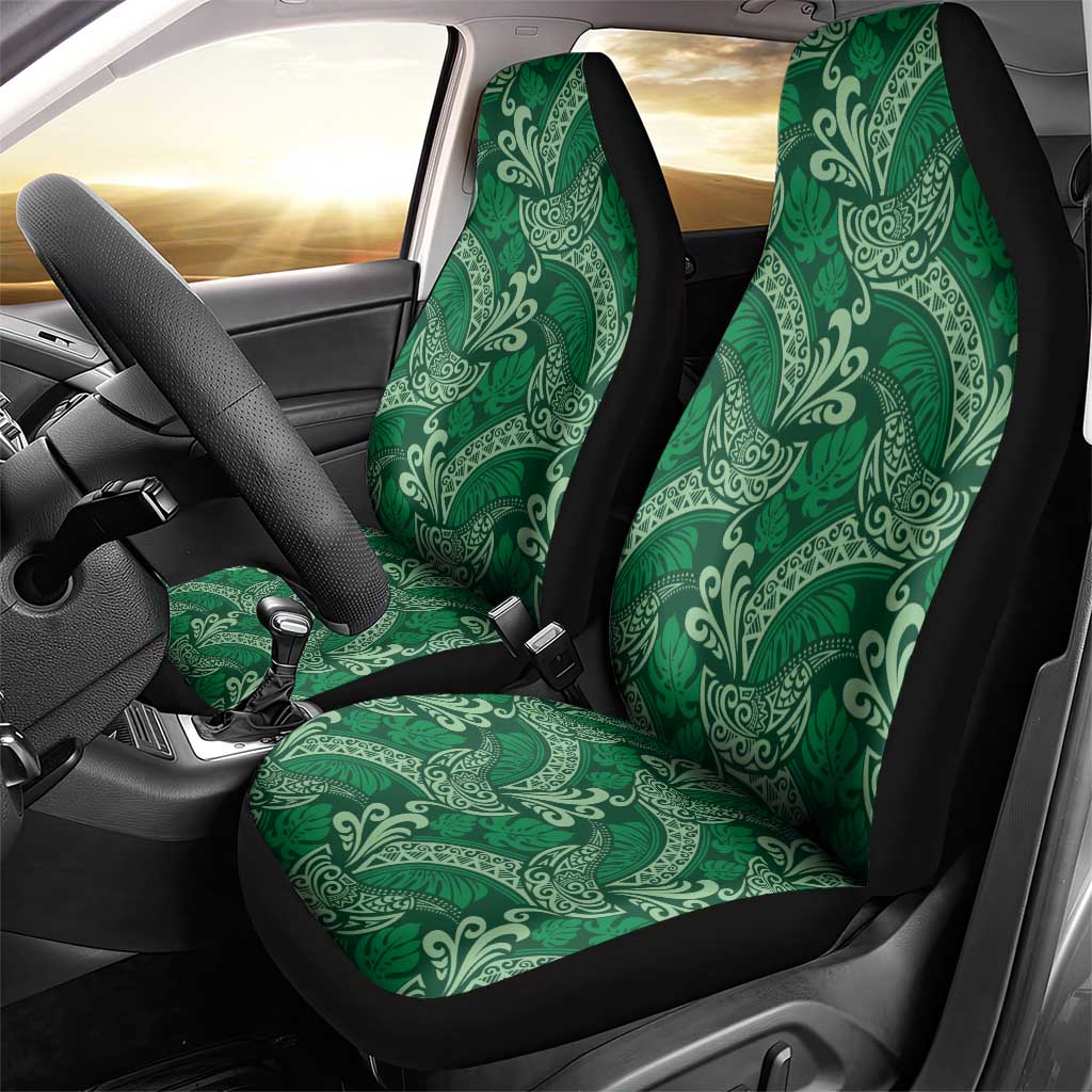 Forest Green Monstera Car Seat Cover Polynesian Tribal Pattern - Polynesian Pride