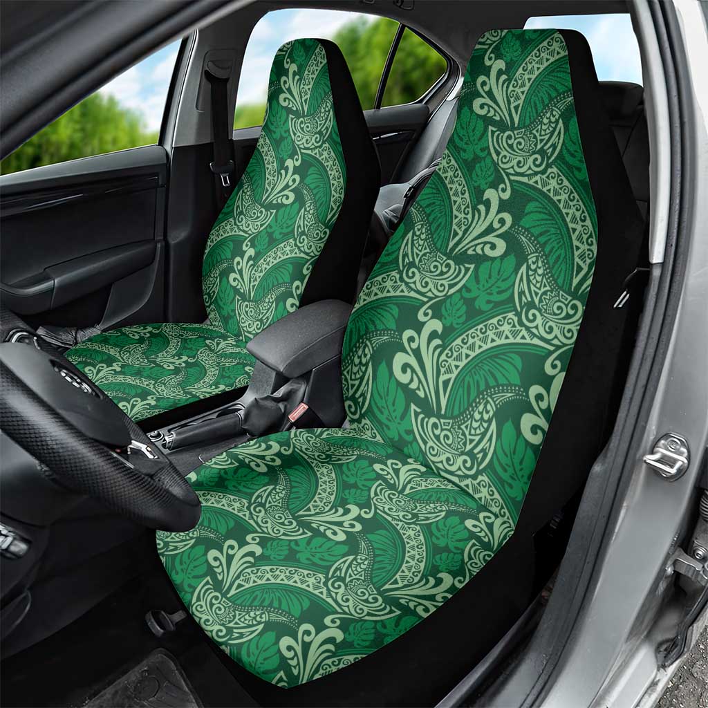 Forest Green Monstera Car Seat Cover Polynesian Tribal Pattern - Polynesian Pride