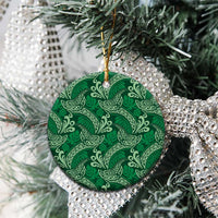 Forest Green Monstera Ceramic Ornament Polynesian Tribal Pattern - Polynesian Pride