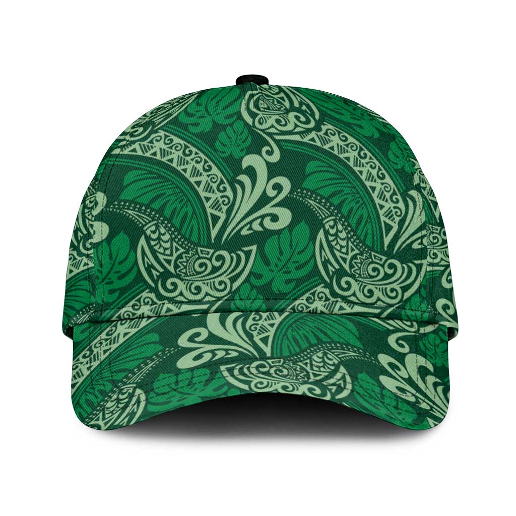Forest Green Monstera Classic Cap Polynesian Tribal Pattern - Polynesian Pride