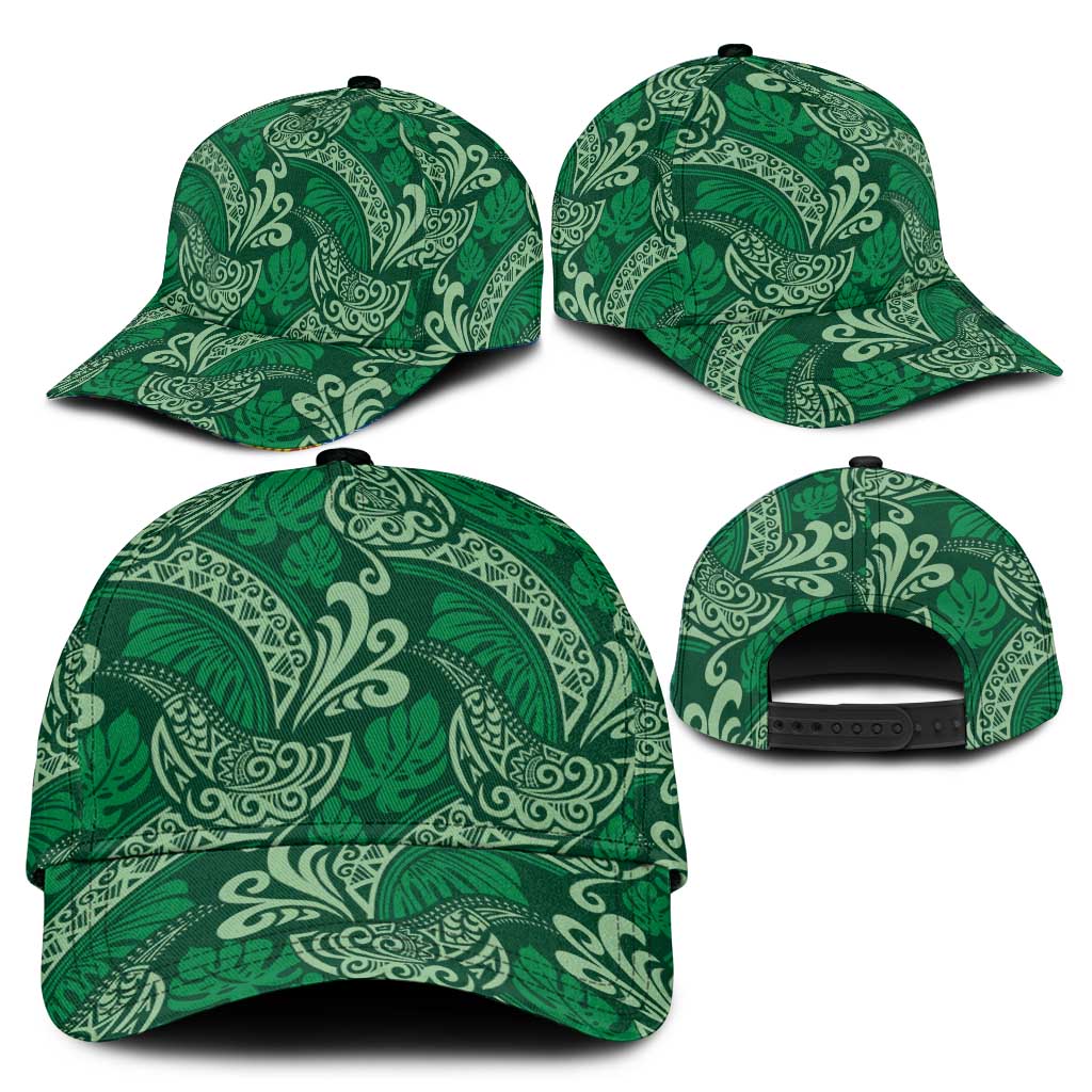 Forest Green Monstera Classic Cap Polynesian Tribal Pattern - Polynesian Pride