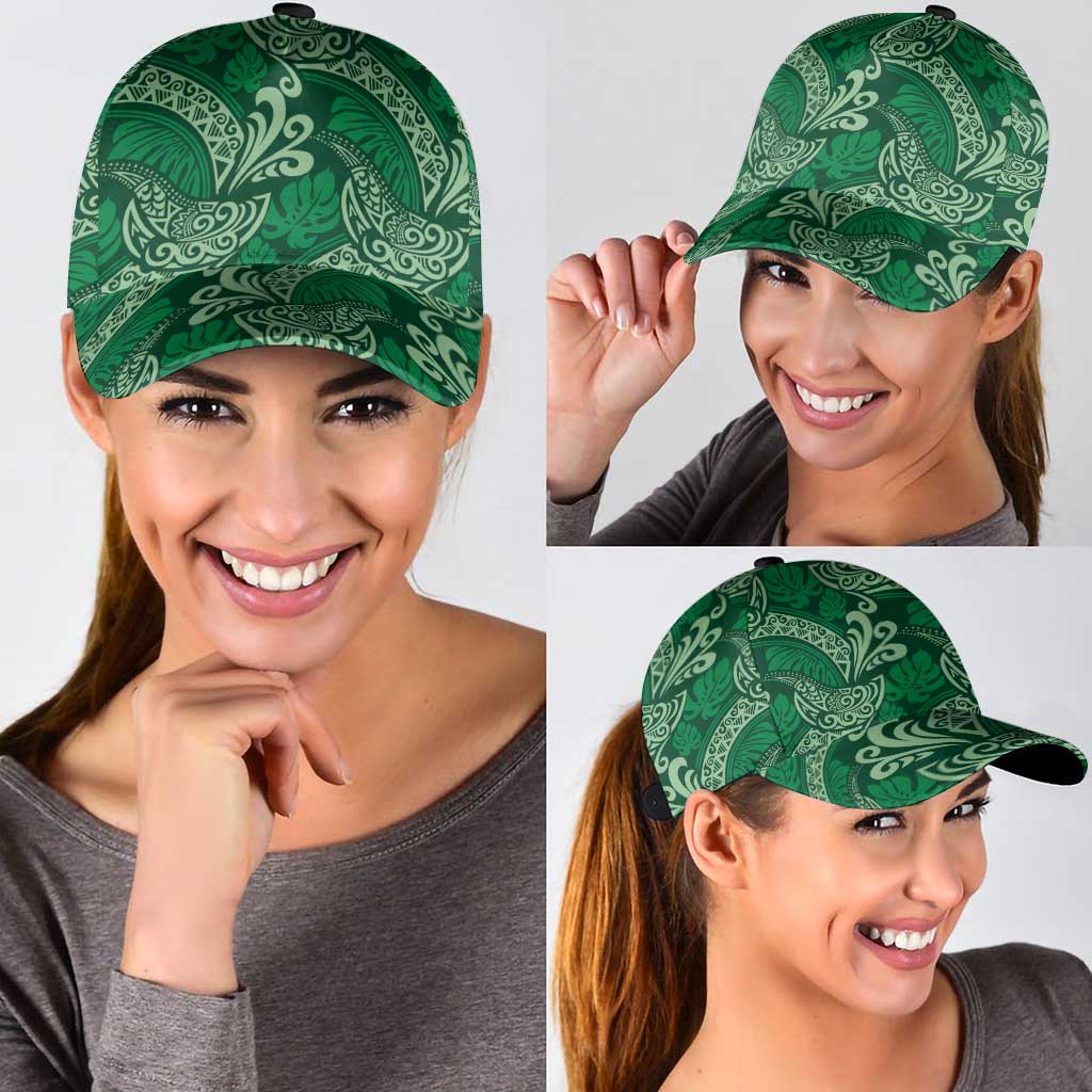 Forest Green Monstera Classic Cap Polynesian Tribal Pattern - Polynesian Pride