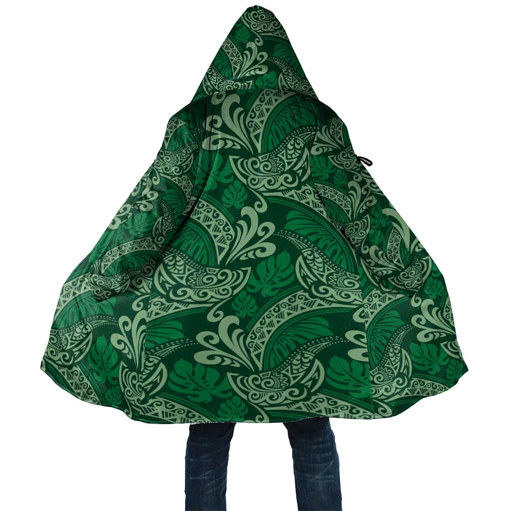 Forest Green Monstera Cloak Polynesian Tribal Pattern - Polynesian Pride