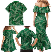 Forest Green Monstera Family Matching Mermaid Dress and Hawaiian Shirt Polynesian Tribal Pattern - Polynesian Pride