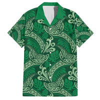 Forest Green Monstera Family Matching Short Sleeve Bodycon Dress and Hawaiian Shirt Polynesian Tribal Pattern - Polynesian Pride