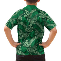 Forest Green Monstera Family Matching Summer Maxi Dress and Hawaiian Shirt Polynesian Tribal Pattern - Polynesian Pride