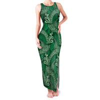 Forest Green Monstera Family Matching Tank Maxi Dress and Hawaiian Shirt Polynesian Tribal Pattern - Polynesian Pride