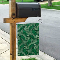 Forest Green Monstera Garden Flag Polynesian Tribal Pattern - Polynesian Pride