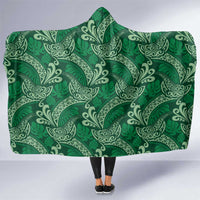 Forest Green Monstera Hooded Blanket Polynesian Tribal Pattern - Polynesian Pride