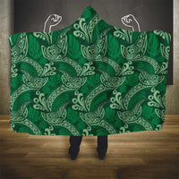 Forest Green Monstera Hooded Blanket Polynesian Tribal Pattern - Polynesian Pride