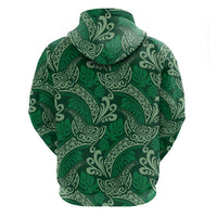 Forest Green Monstera Hoodie Polynesian Tribal Pattern - Polynesian Pride