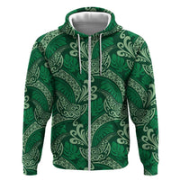 Forest Green Monstera Hoodie Polynesian Tribal Pattern - Polynesian Pride