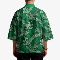 Forest Green Monstera Kimono Polynesian Tribal Pattern - Polynesian Pride