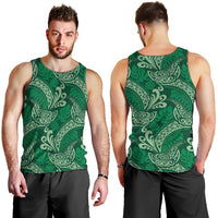 Forest Green Monstera Men Tank Top Polynesian Tribal Pattern - Polynesian Pride