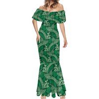 Forest Green Monstera Mermaid Dress Polynesian Tribal Pattern - Polynesian Pride