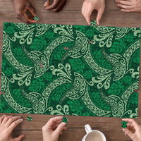 Forest Green Monstera Puzzle Polynesian Tribal Pattern - Polynesian Pride