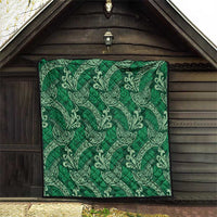 Forest Green Monstera Quilt Polynesian Tribal Pattern - Polynesian Pride