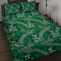 Forest Green Monstera Quilt Bed Set Polynesian Tribal Pattern - Polynesian Pride