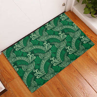 Forest Green Monstera Rubber Doormat Polynesian Tribal Pattern - Polynesian Pride