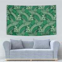 Forest Green Monstera Tapestry Polynesian Tribal Pattern - Polynesian Pride