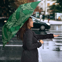 Forest Green Monstera Umbrella Polynesian Tribal Pattern - Polynesian Pride