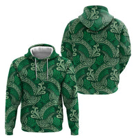 Forest Green Monstera Zip Hoodie Polynesian Tribal Pattern - Polynesian Pride