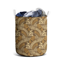 Brown Gold Monstera Laundry Basket Polynesian Tribal Pattern - Polynesian Pride