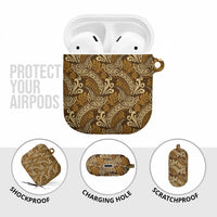 Brown Gold Monstera AirPods Case Polynesian Tribal Pattern - Polynesian Pride