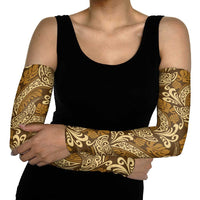 Brown Gold Monstera Arm Sleeves Polynesian Tribal Pattern - Polynesian Pride
