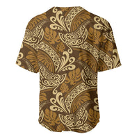 Brown Gold Monstera Baseball Jersey Polynesian Tribal Pattern - Polynesian Pride