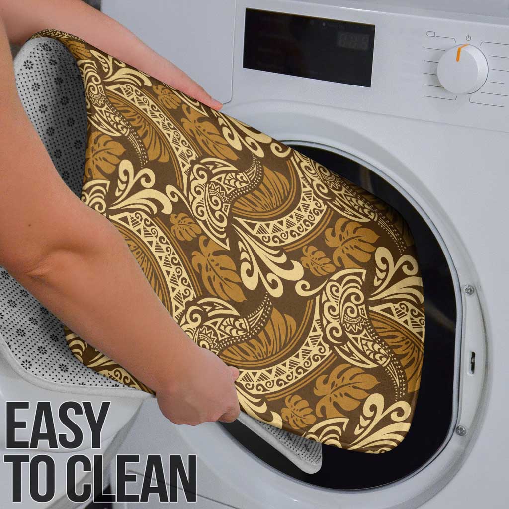 Brown Gold Monstera Bathroom Set Polynesian Tribal Pattern - Polynesian Pride